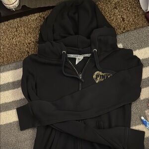 Victoria's Secret Black Hoodie with Gold Logo